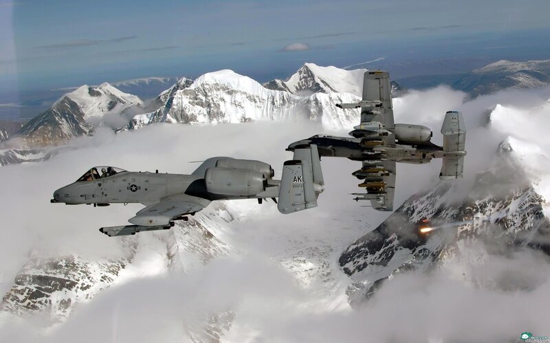 A-10 Thunderbolt II Aircraft — Gray, Dramatic, Afternoon, Photograph, Military Jets, Snowy Mountains