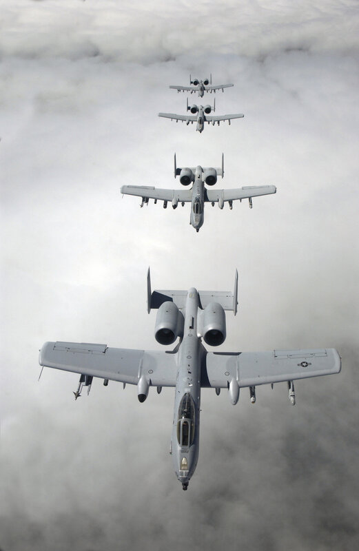 A-10 Thunderbolt II Aircraft — Gray, Dramatic, Photograph, Clouds