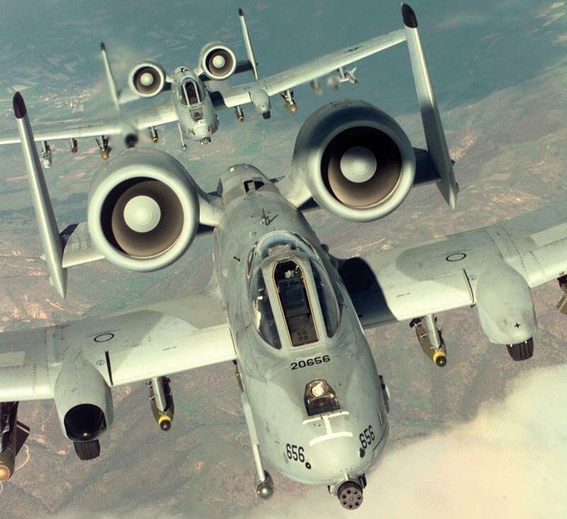A-10 Thunderbolt II Aircraft — Gray, Dramatic, Photograph, Engines