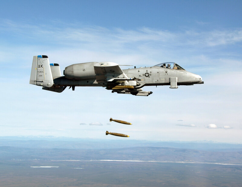 A-10 Thunderbolt II dropping bombs