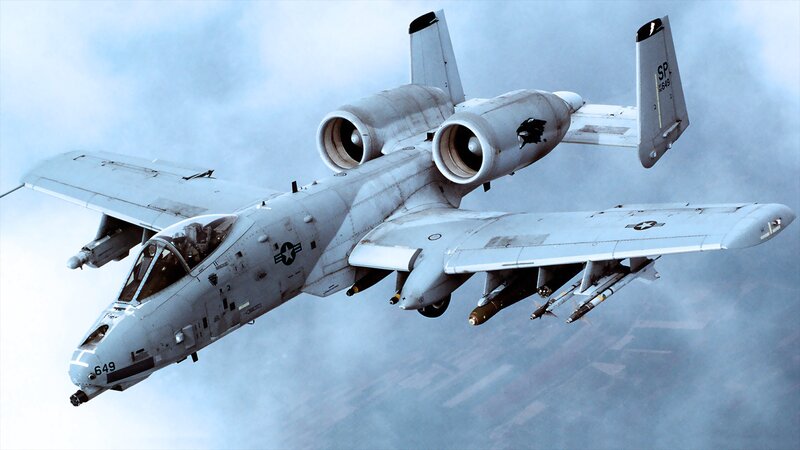 A-10 Thunderbolt II — Gray, Dramatic, Photograph, Aircraft, Jet Engines, Weapons, Blue