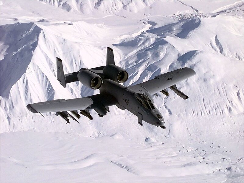 A-10 Thunderbolt II — Gray, Dramatic, Winter, Photograph, Aircraft, Snow-covered Mountains