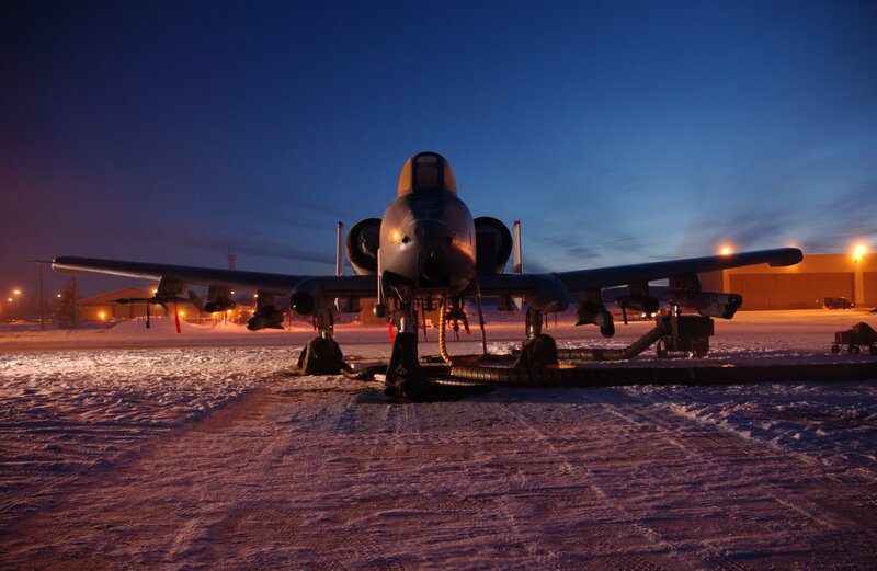 A-10 Thunderbolt II on snowy tarmac