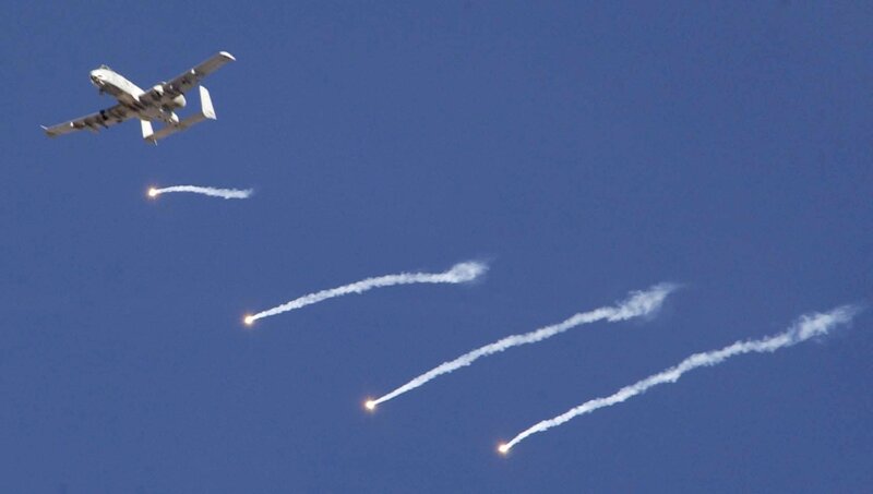 A-10 Warthog releasing flares