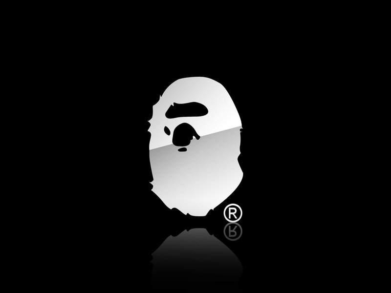 A BATHING APE logo on black