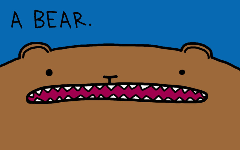 a bear with sharp teeth