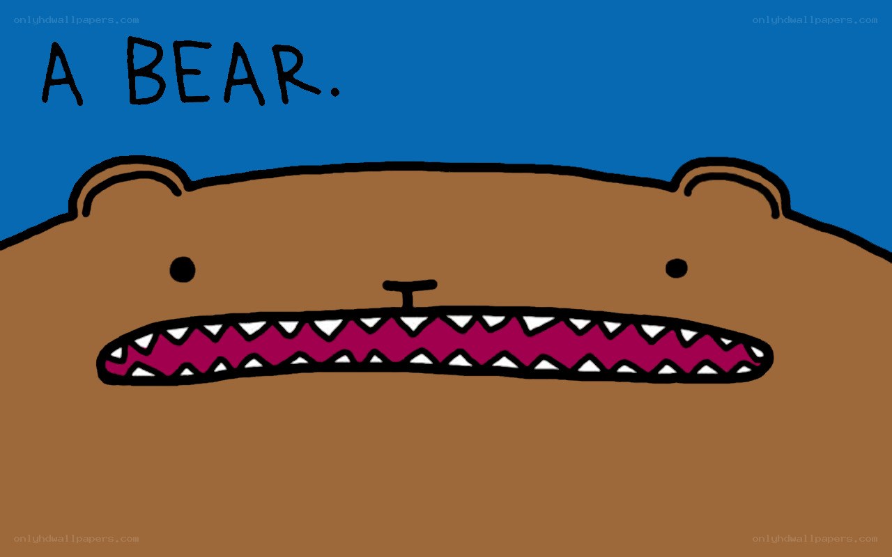 a bear with sharp teeth