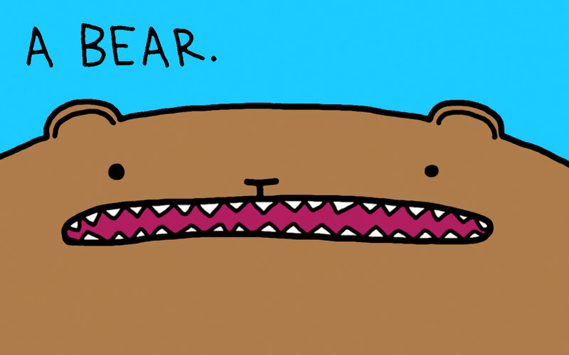 a bear with sharp teeth