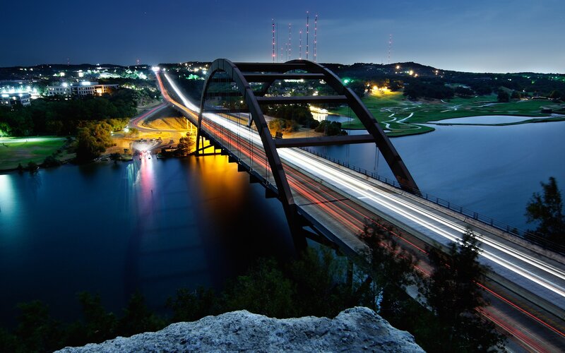 A Bridge at Night — Blue, Calm