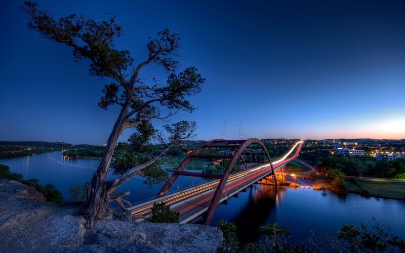 A Bridge over a River — Blue