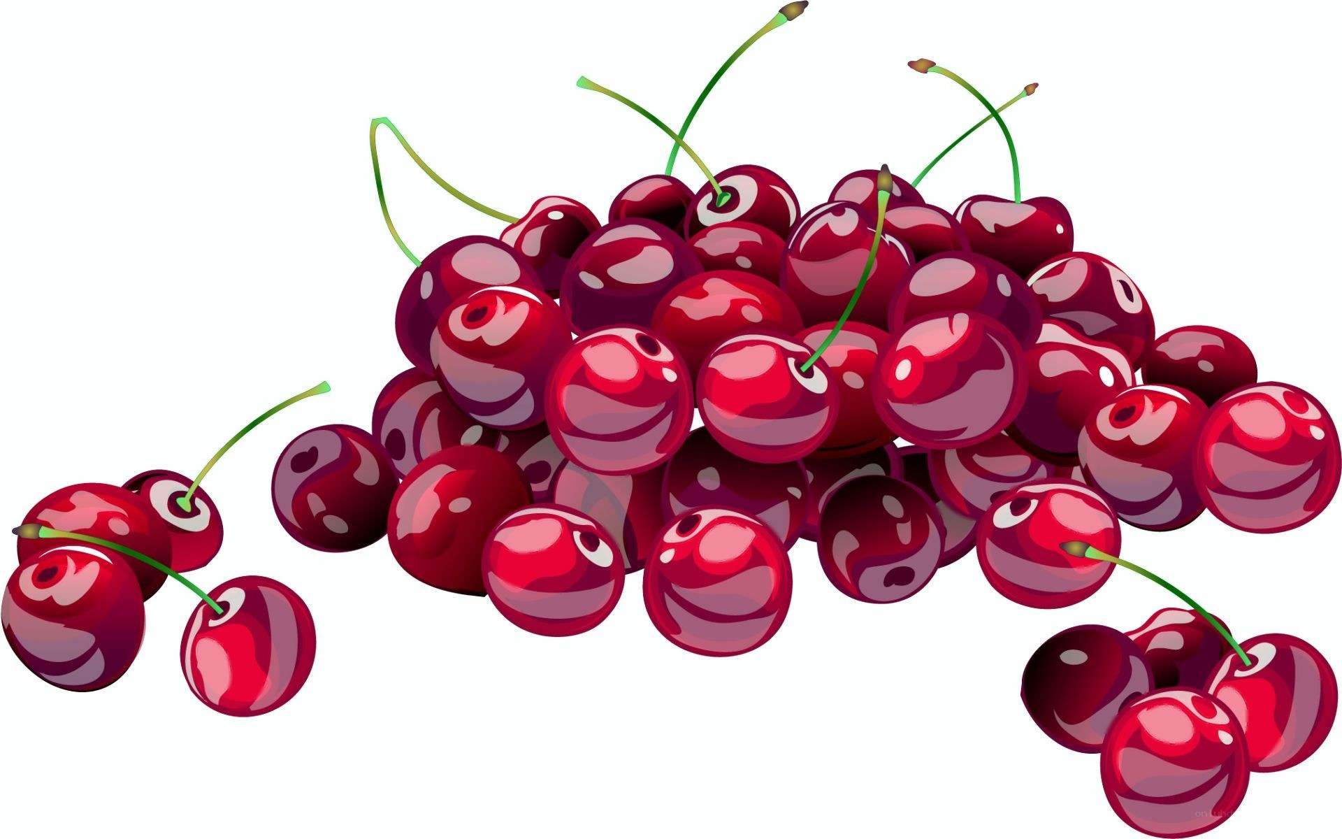 a cluster of red cherries