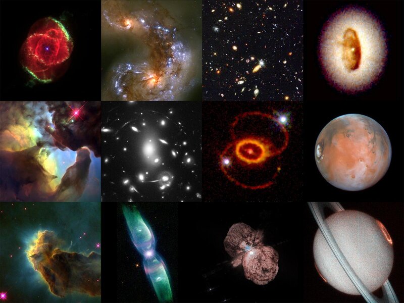 A collage of space images