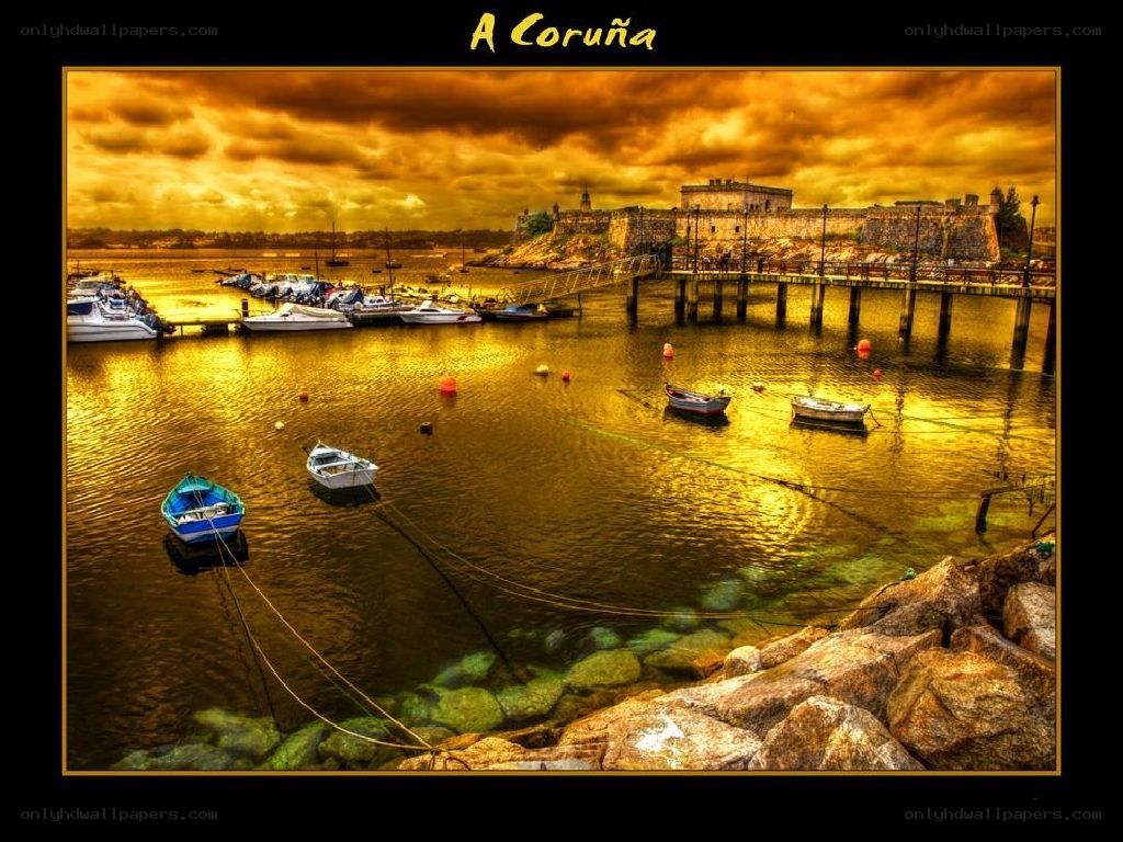 A Coruña harbor scene