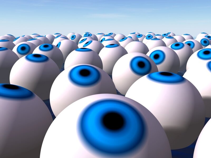 A field of floating eyes