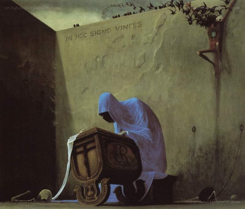A figure in a hooded robe