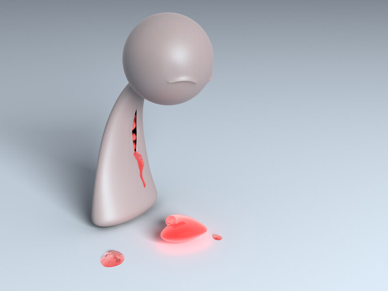 A figure with a broken heart