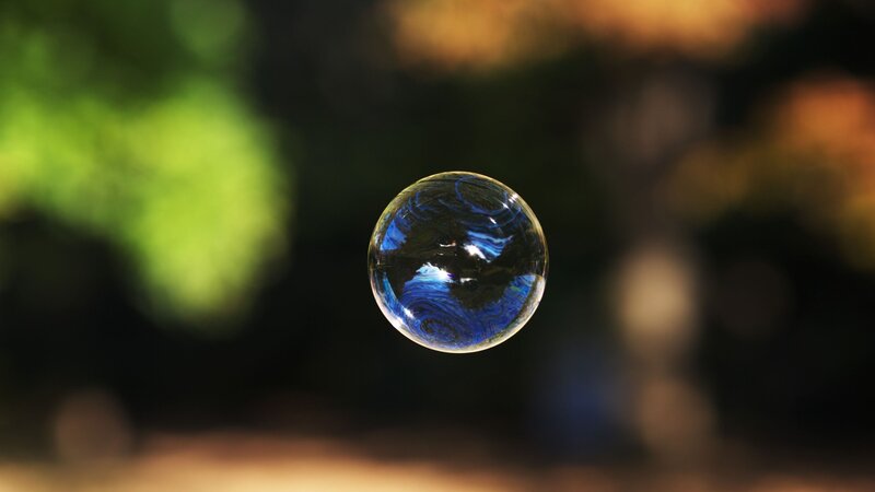 A floating soap bubble