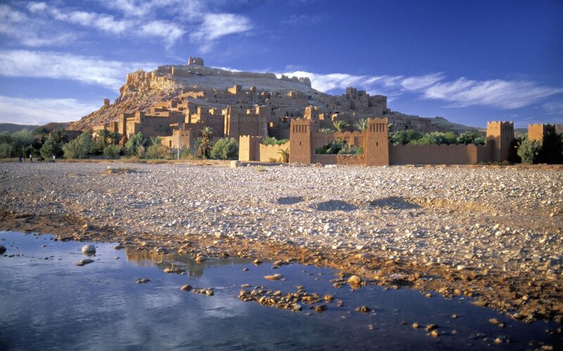 A fortified town on a hill