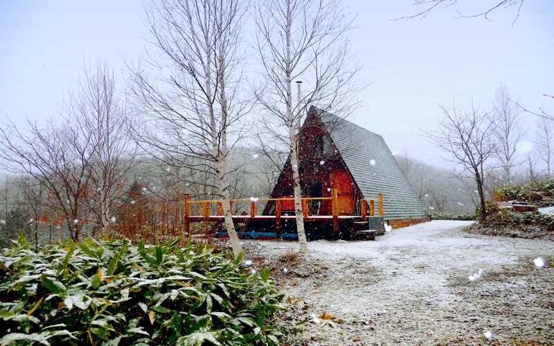 A-frame Cabin in Snow