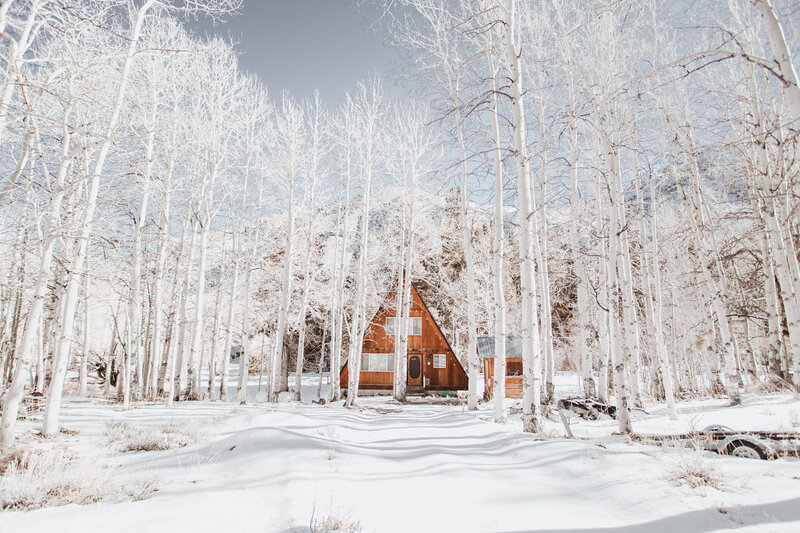 A-frame Cabin in Snow — White, Serene