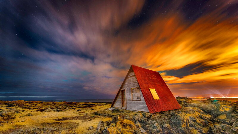 A-frame Cabin on Rocks — Red