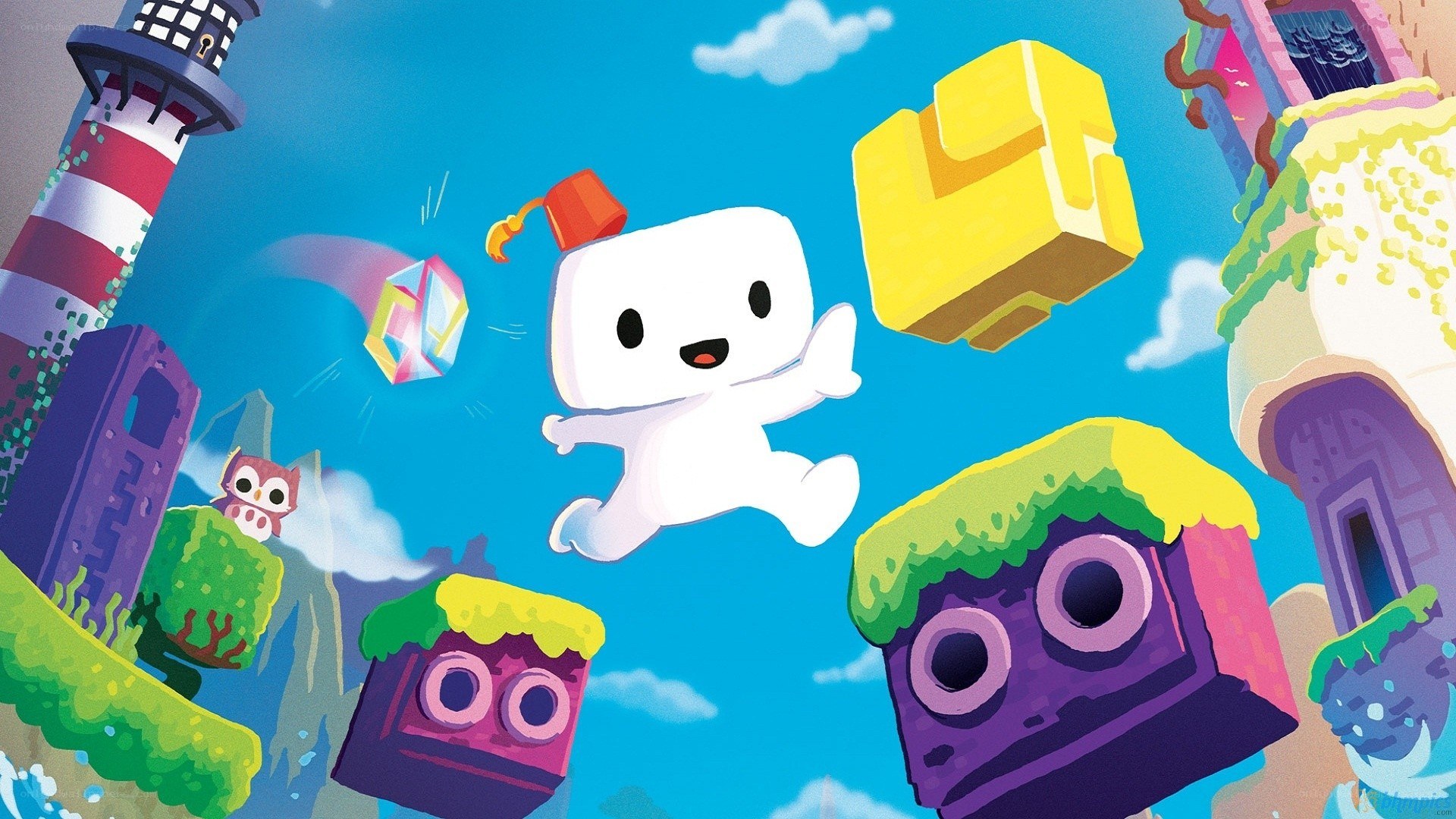 a ghostly character in a colorful world