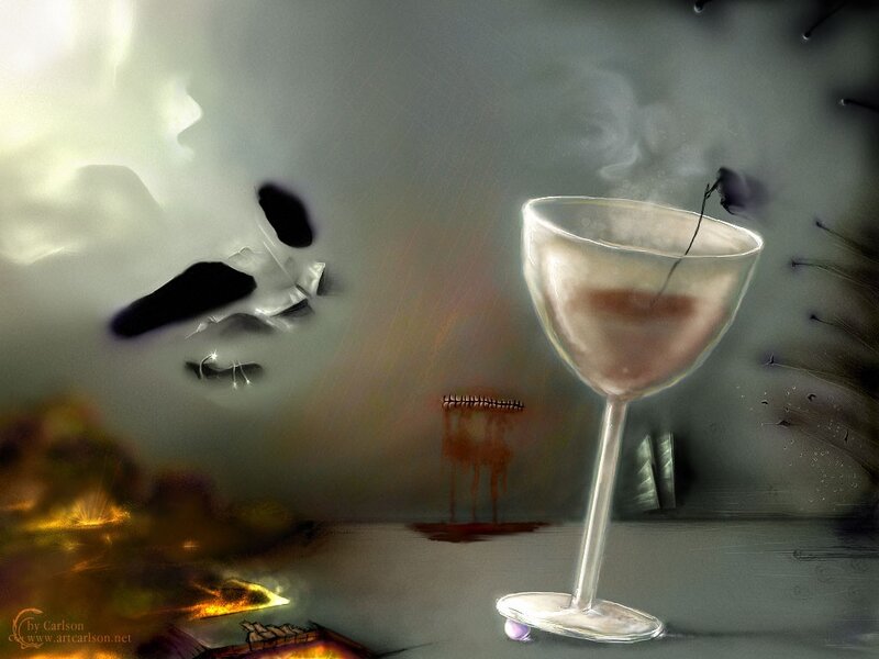 A glass with a dark reflection