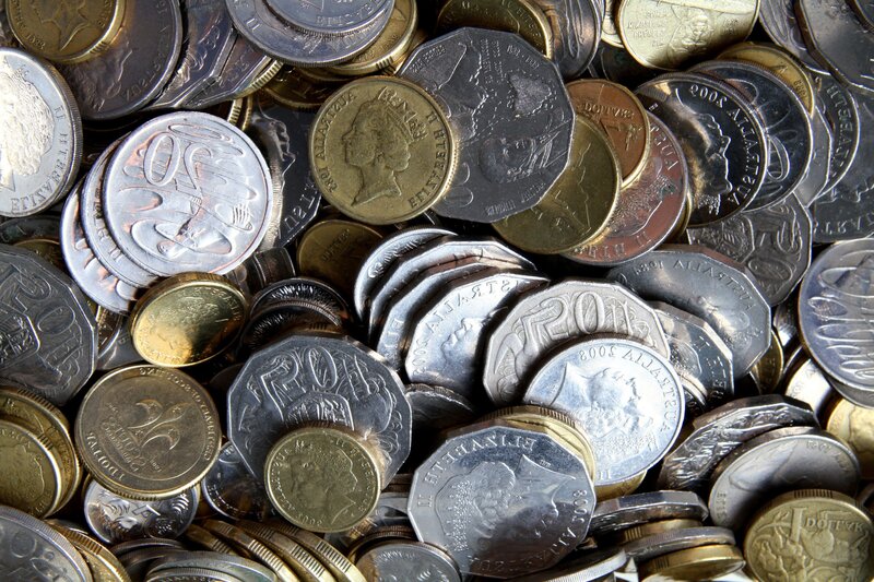 A pile of Australian coins