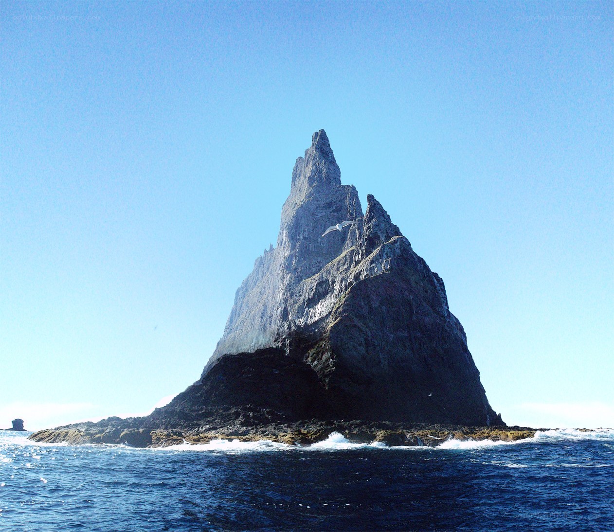 A rocky island in the ocean