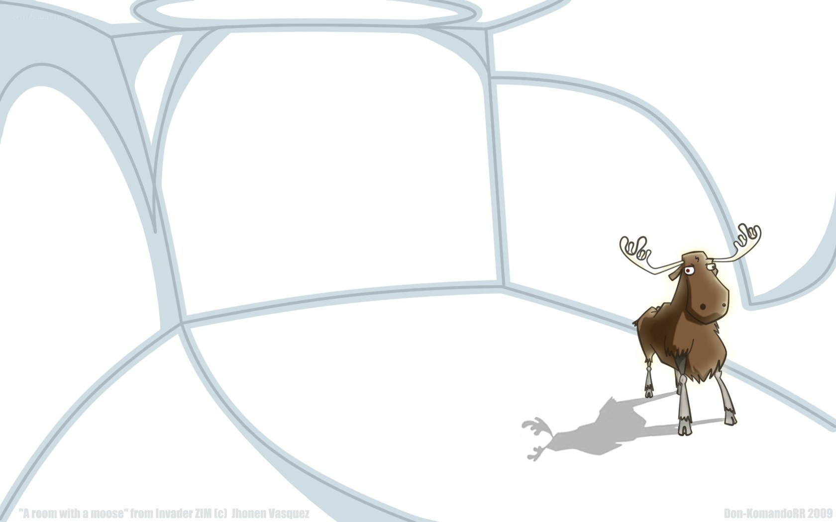 A room with a moose