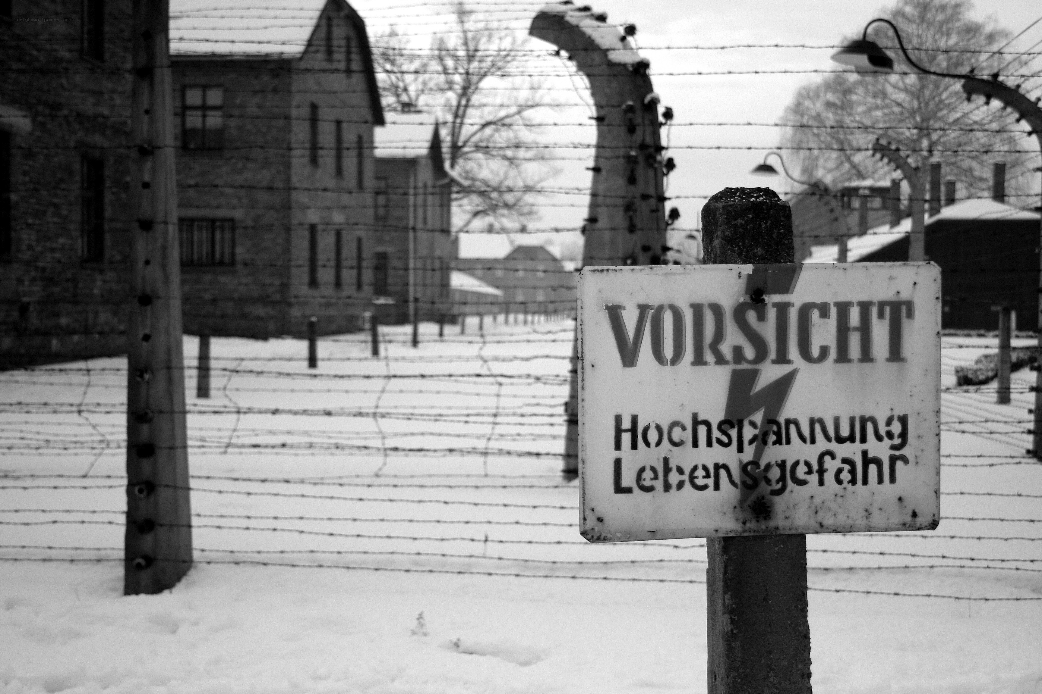 A warning sign at a concentration camp