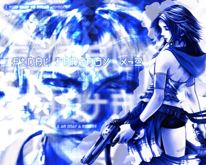 A woman with a gun in blue tones