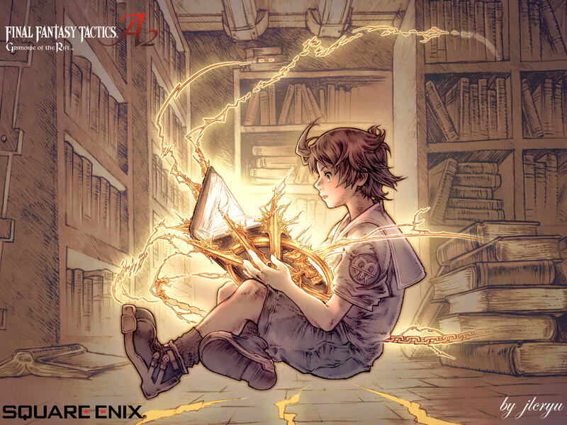 A young mage in a library