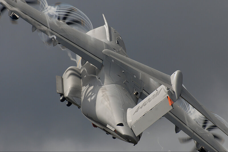A400M military transport aircraft in flight