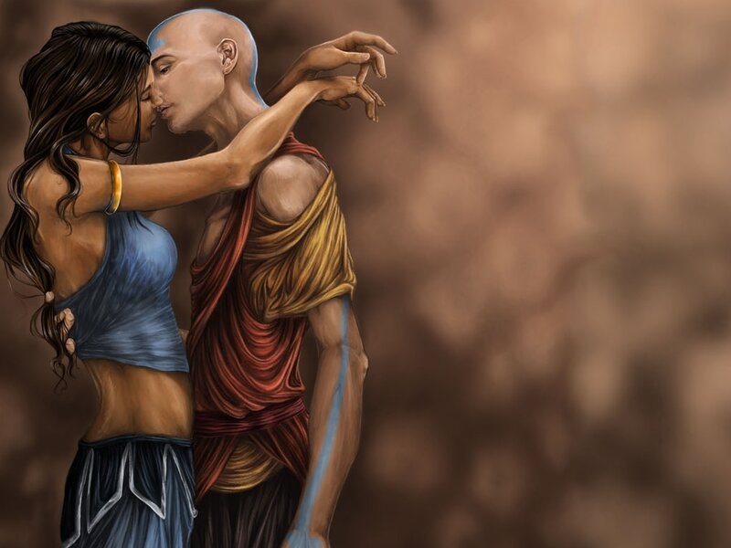 Aang and Katara kiss