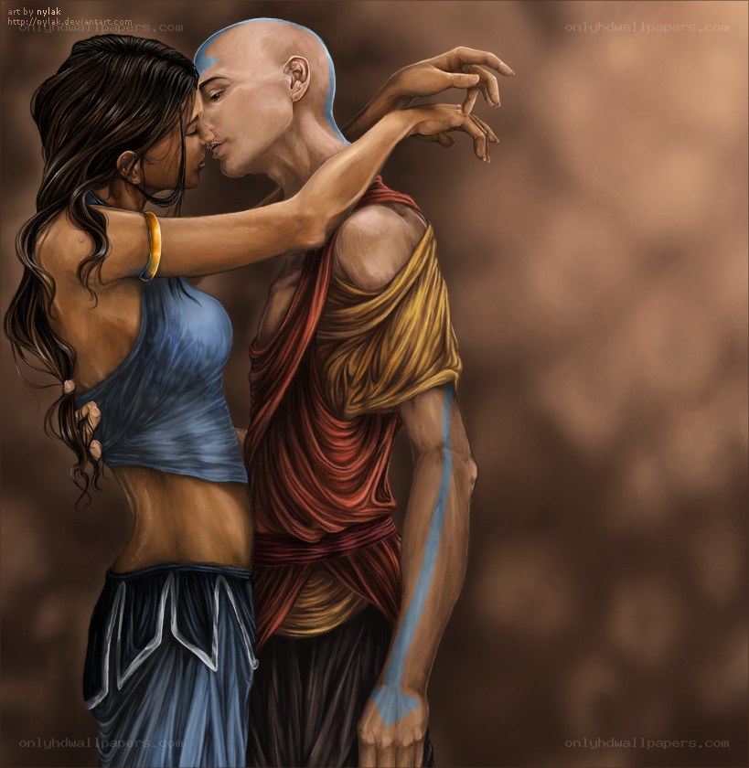 Aang and Katara kiss