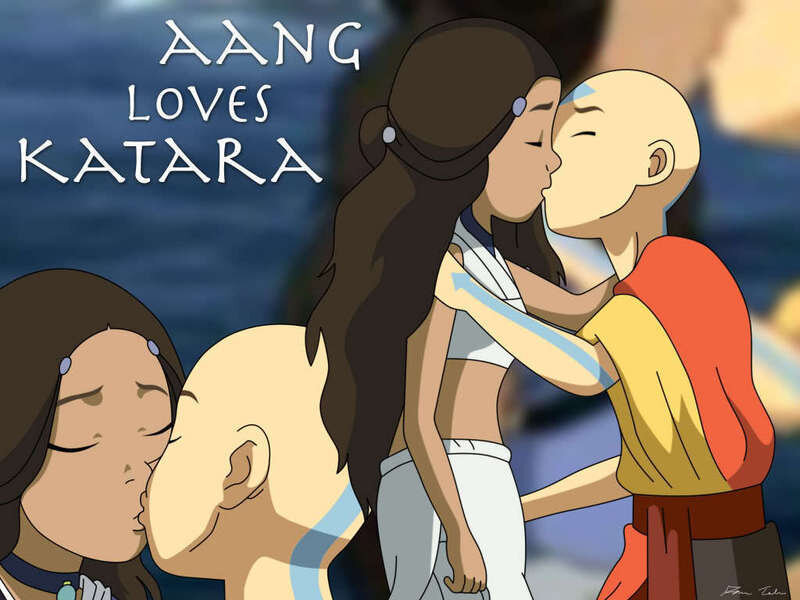 Aang and Katara Kissing
