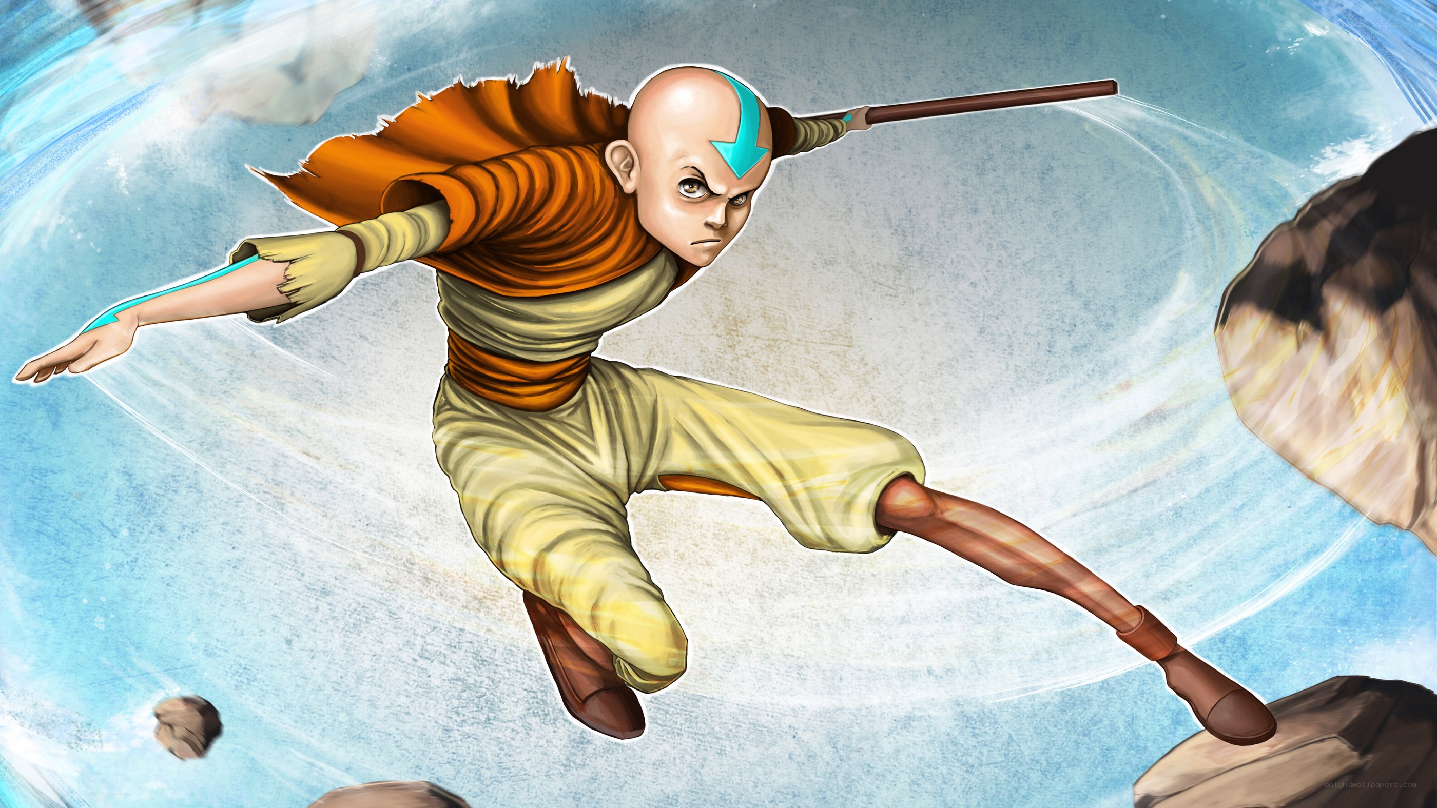 Aang in Airbending Action