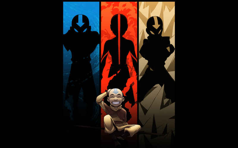Aang in Front of Silhouettes — Blue