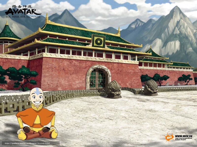 Aang in Front of Temple