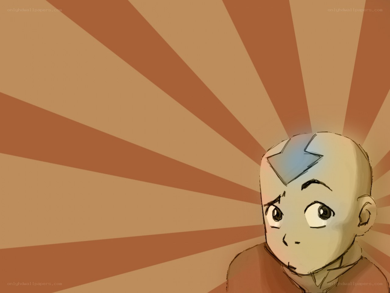 Aang with sunburst background