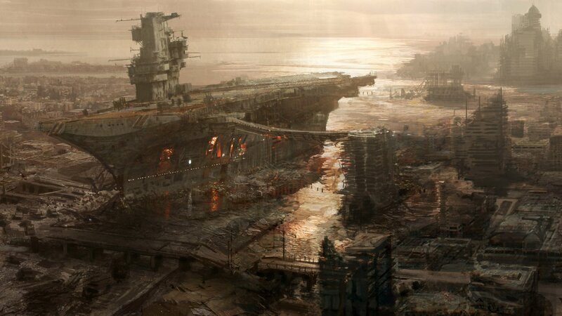 Abandoned Aircraft Carrier — Brown, Dramatic