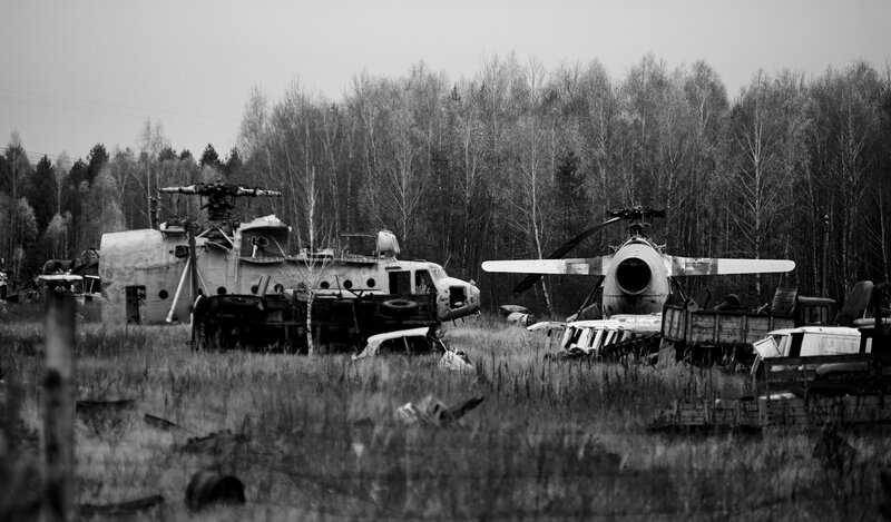 Abandoned aircraft in a field