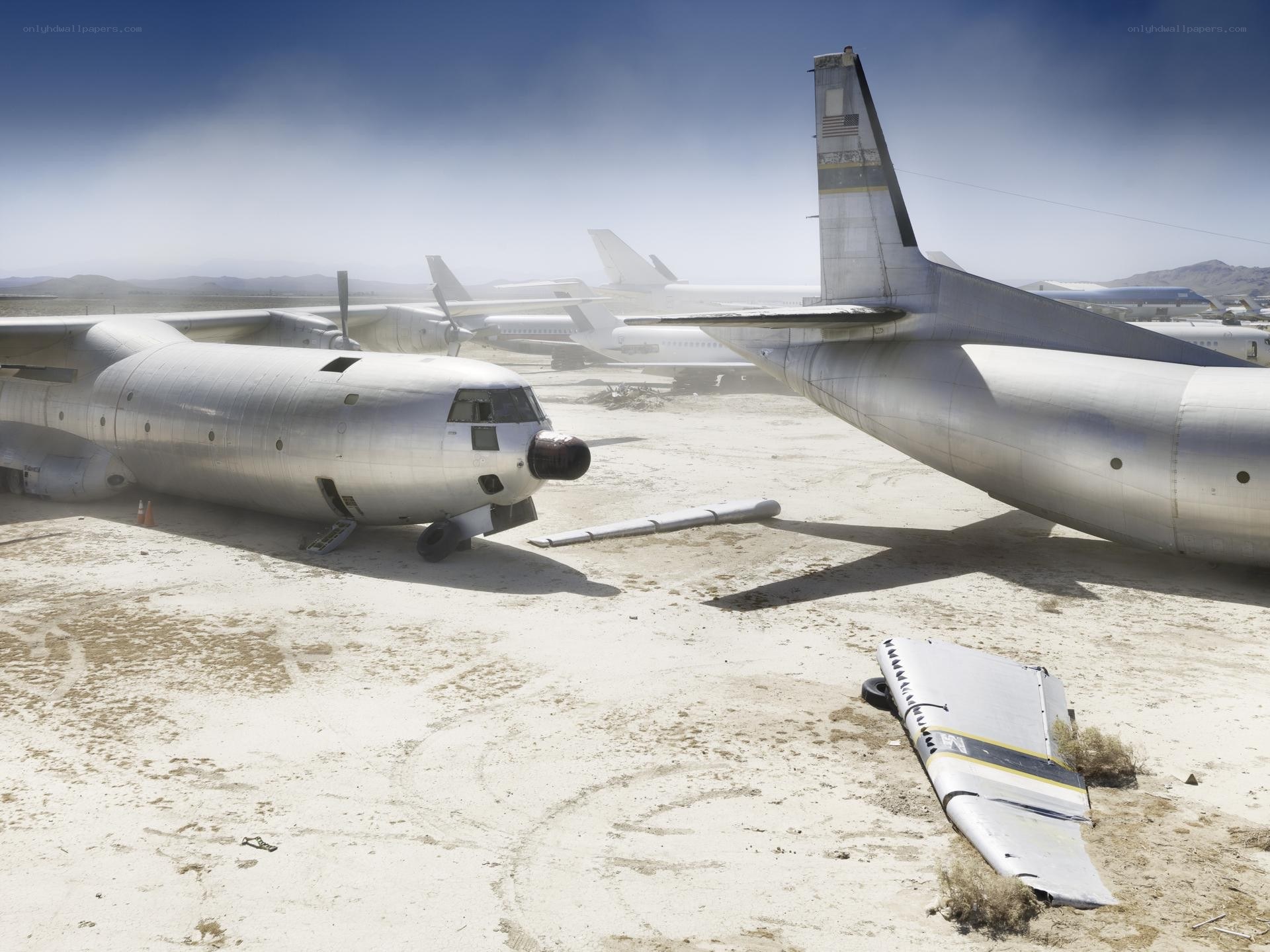 Abandoned aircraft in desert