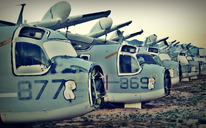 Abandoned aircraft in desert