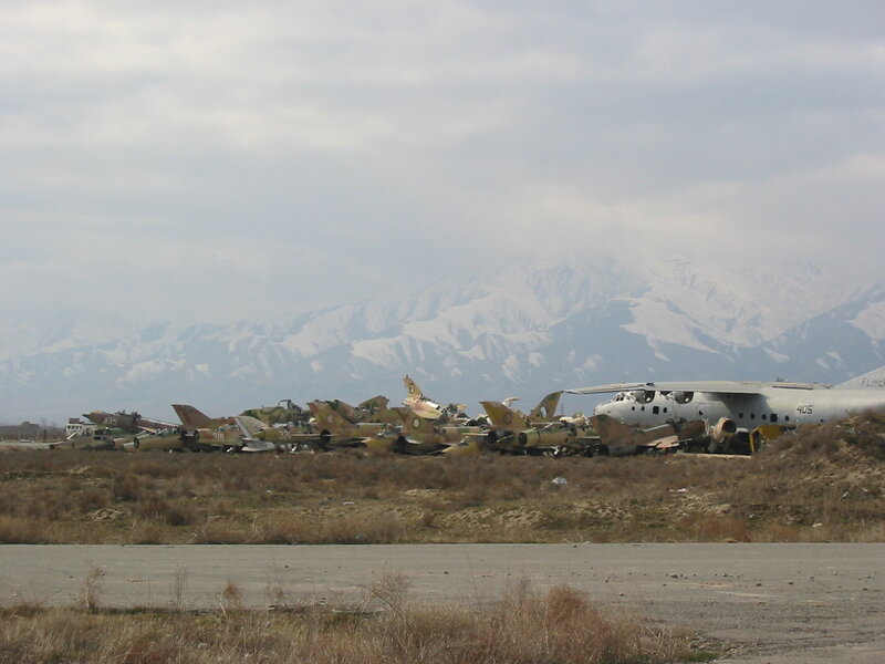 Abandoned aircraft in mountainous region