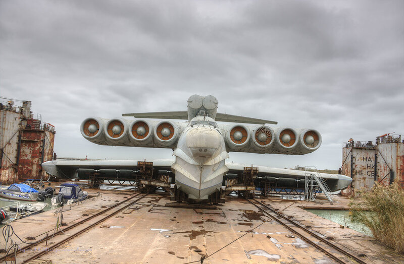 Abandoned aircraft on a dry dock