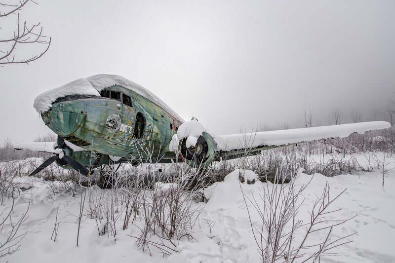 Abandoned Airplane in Snow