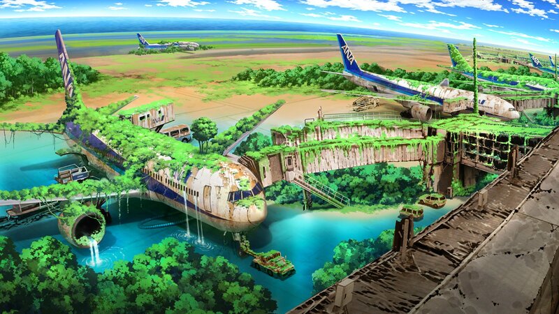 abandoned airport overgrown with nature