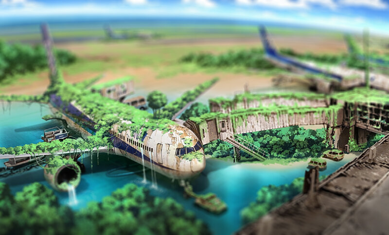 abandoned airport overgrown with nature